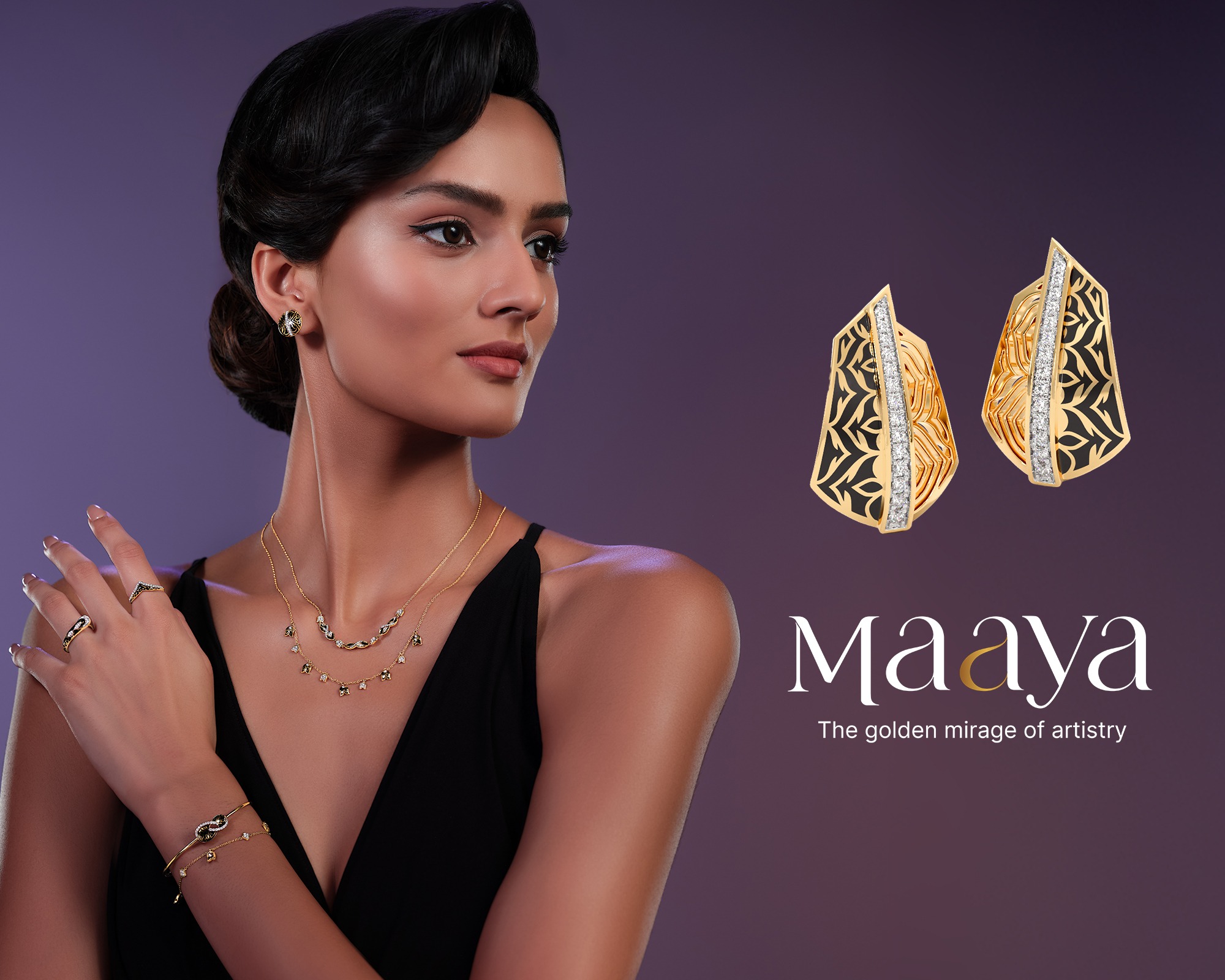 Perhiasan Enamel Hitam Tema Bidri Baru